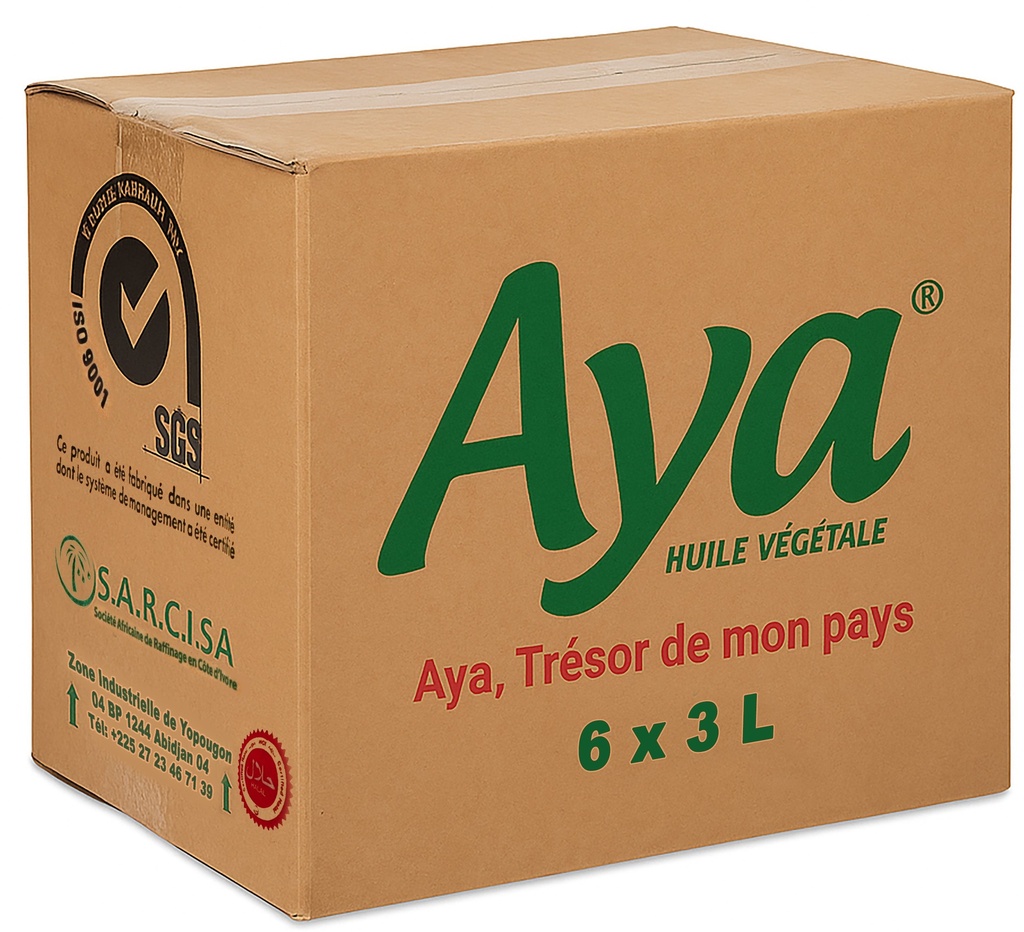 CARTON D'HUILE AYA DE 3 L